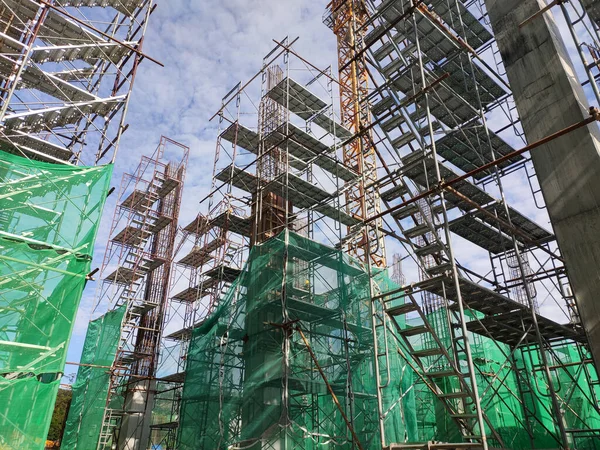 Shah Alam Malaysia Agosto 2020 Escadaria Temporária Andaimes São Usados — Fotografia de Stock