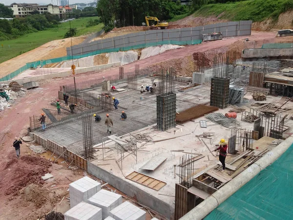 Shah Alam Malaysia March 2020 Construction Workers Fabricating Steel Reinforcement — Stock Photo, Image