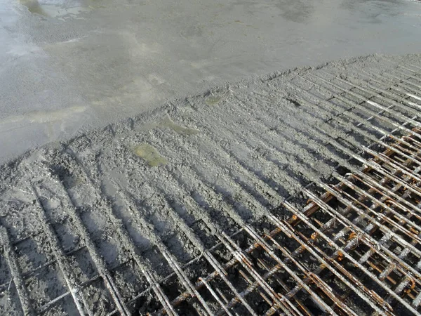 Koud Beton Betonverbinding Tussen Oud Nieuw Beton Bouwplaats Het Gewricht — Stockfoto