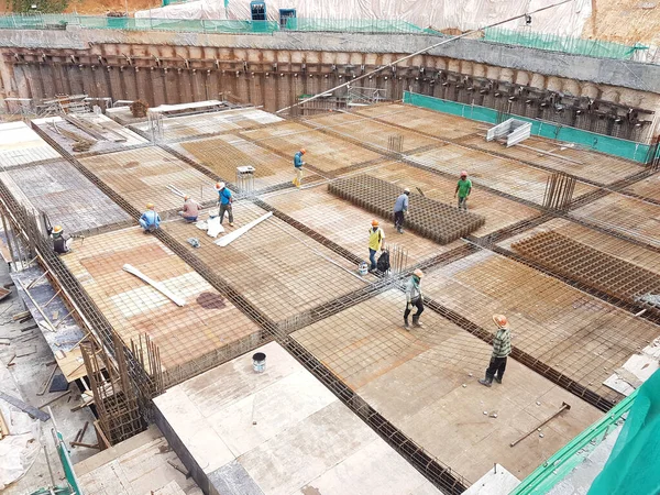 Kuala Lumpur Malaysia November 2020 Construção Laje Piso Construção Trabalhadores — Fotografia de Stock