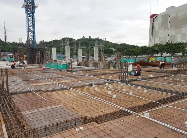 Kuala Lumpur Malaysia November 2020 Construção Laje Piso Construção Trabalhadores — Fotografia de Stock