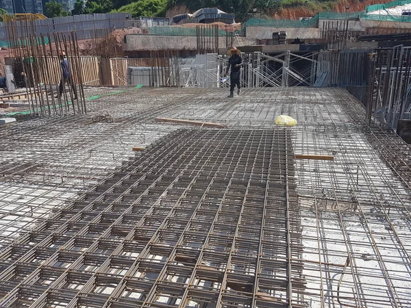 Kuala Lumpur Malaysia November 2020 Construção Laje Piso Construção Trabalhadores — Fotografia de Stock