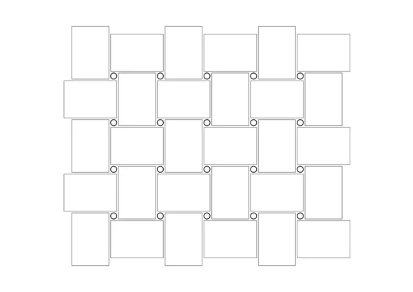 バスケット織りパターンと2D Cad図面 白黒で描かれている — ストック写真