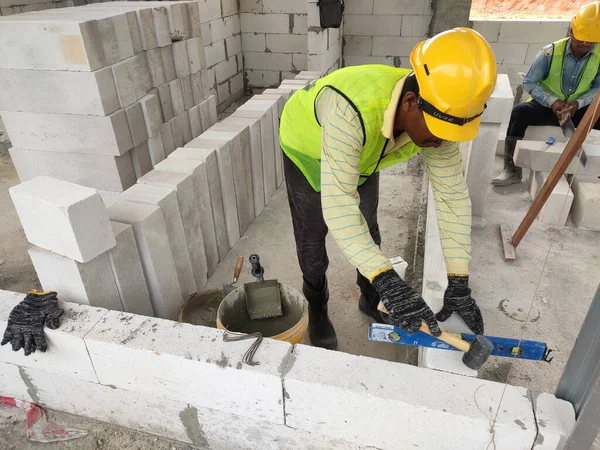 Seremban Malaysia March 2020 Blockwork Construction Workers Construction Site Workers — Stockfoto