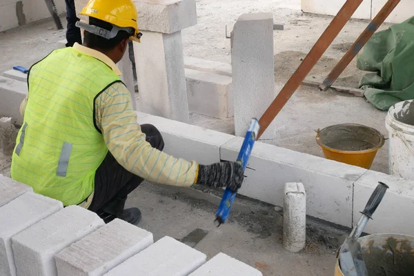 Seremban Malaysia March 2020 Blockwork Construction Workers Construction Site Workers — Stockfoto