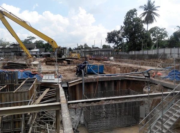 Malacca Malaysia Dezember 2016 Bauarbeiten Von Bauarbeitern Für Fundamentarbeiten Bereich — Stockfoto