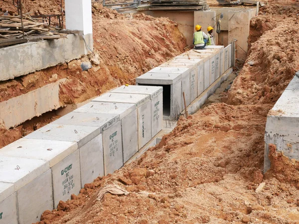 Selangor Malaysia January 2020 Underground Precast Concrete Box Culvert Drain — Stock Photo, Image