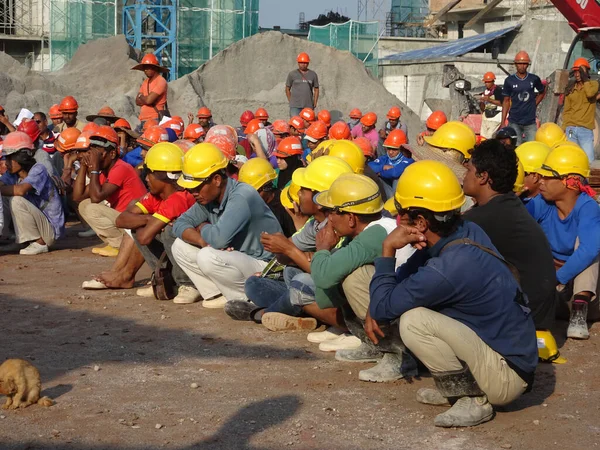 Selangor Malaysia Januari 2020 Utländska Arbetare Samlades Byggarbetsplatsen För Att — Stockfoto