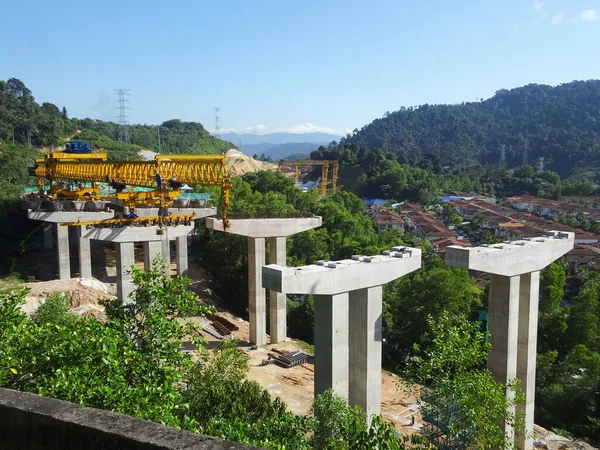 Penang Malaysia March 2020 Overhead Road Construction Massive Concrete Column — Stock Photo, Image