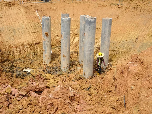 Ipoh Malaysia March 2020 Bore Pile Materials Made Strong Precast — Stock Photo, Image