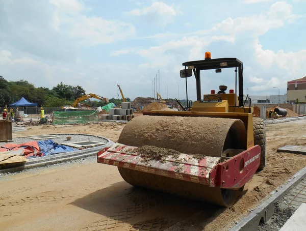 Seremban Malaysia January 2017 Nşaat Alanında Yol Yapımında Kullanılan Tek — Stok fotoğraf