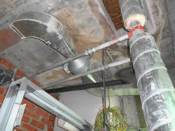 Seremban Malaysia July 2016 Air Condition Condensation Pipe Construction Site — Stock Photo, Image