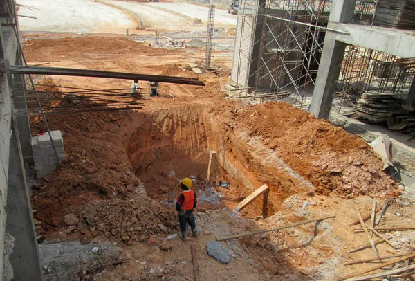 Seremban Malaysia 2016年8月 建設現場での基礎工事 重建設工事 — ストック写真