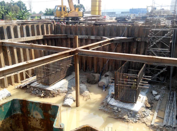 Seremban Malasia Agosto 2016 Trabajos Construcción Cimientos Obra Trabajos Construcción — Foto de Stock