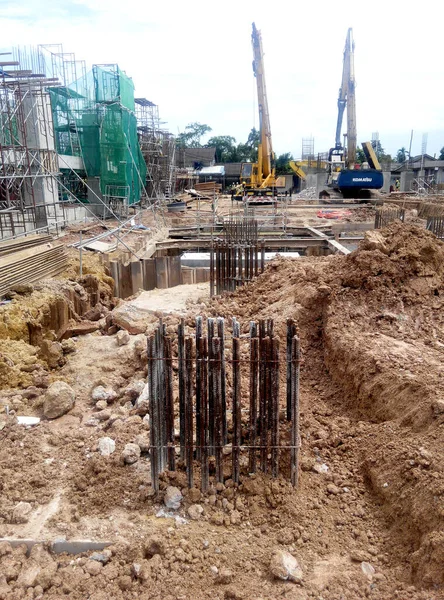 Seremban Malásia Agosto 2016 Construção Obras Fundação Canteiro Obras Construção — Fotografia de Stock