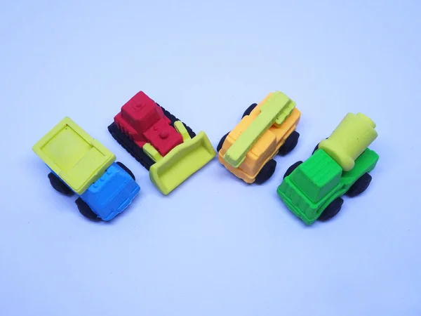 Modelo Miniatura Máquina Pesada Construcción Hecha Caucho Sintético Colorido Aislado — Foto de Stock