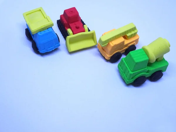 Miniature Model Construction Heavy Machine Made Colourful Synthetic Rubber Isolated — Stock Photo, Image