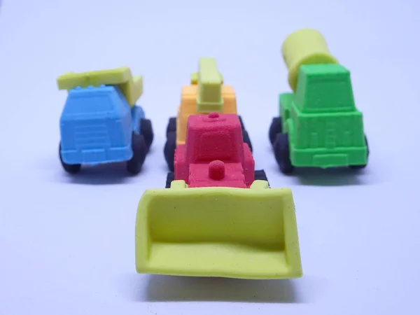 Modelo Miniatura Máquina Pesada Construcción Hecha Caucho Sintético Colorido Aislado — Foto de Stock