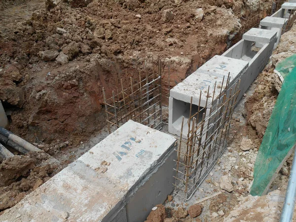 Seremban Malaisie Février 2017 Drainage Souterrain Béton Préfabriqué Cours Construction — Photo