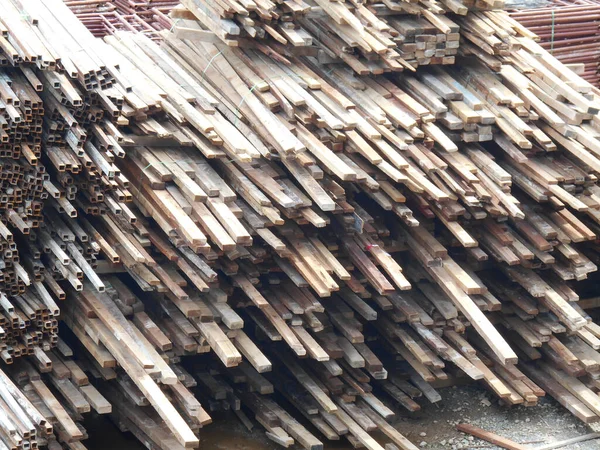 Selangor Malaysia February 2017 Pile Used Timber Formwork Construction Site — Stock Photo, Image