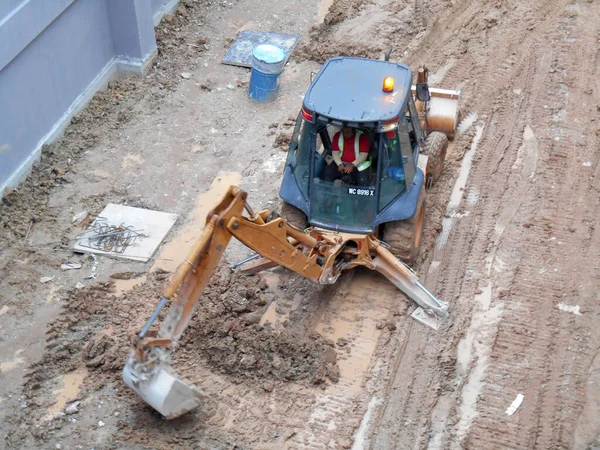 Malacca Malasia Febrero 2017 Máquina Excavadoras Una Máquina Construcción Pesada — Foto de Stock