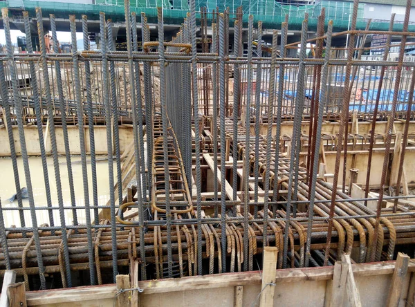 Johor Malaysia March 2017 Steel Reinforcement Bar Construction Site 它用来加强混凝土 — 图库照片