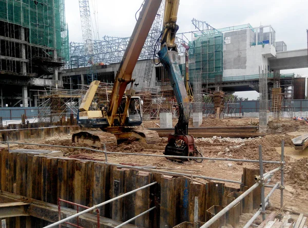 Selangor Malásia Abril 2016 Máquina Movida Cofferdam Folha Canteiro Obras — Fotografia de Stock