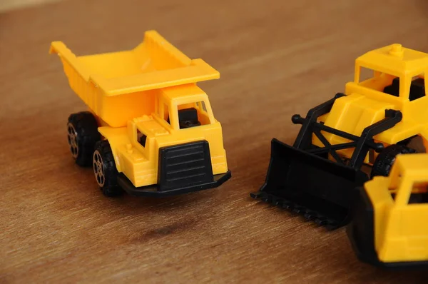 Groep Van Kleine Zware Constructie Machine Speelgoed Vrachtwagen Bulldozer Beton — Stockfoto