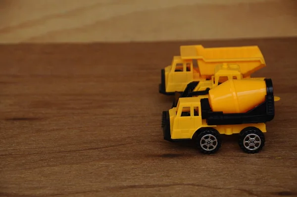 Grupo Pequeno Brinquedo Máquina Construção Pesada Caminhão Escavadeira Misturador Concreto — Fotografia de Stock