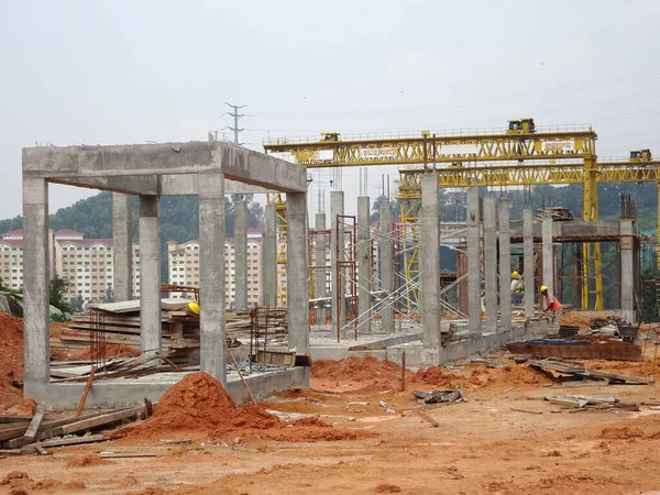 Seremban Malaysia August 2020 Concrete Pillar Structure Construction Construction Site — Stock Photo, Image