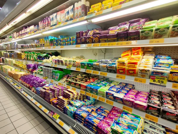 Penang Malaysia July17 2021 Variety Cheeses Butter Displayed Sales Shelves — 图库照片