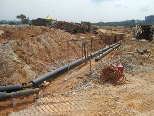 Seremban Malaysia February 2017 Underground Utility Services Pipe Lay Workers — Stock Photo, Image