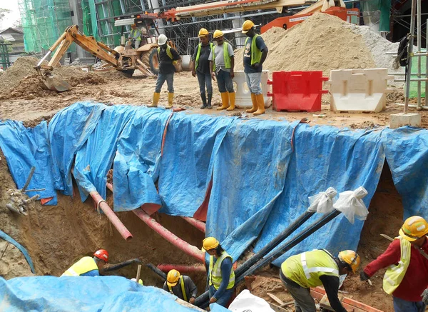 Seremban Malaysia February 2017 Underground Precast Concrete Drainage Construction Construction — Stock Photo, Image