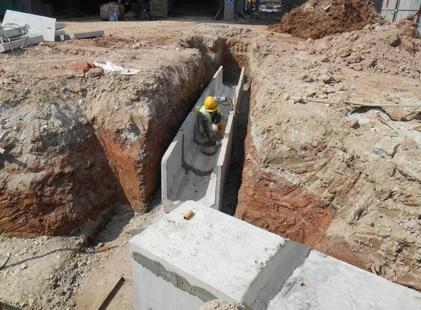 Seremban Malaysia February 2017 Underground Precast Concrete Drainage Construction Construction — Stock Photo, Image