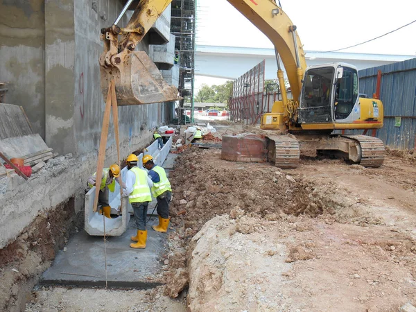 Seremban Malaysia February 2017 Underground Precast Concrete Drainage Construction Construction — Stock Photo, Image