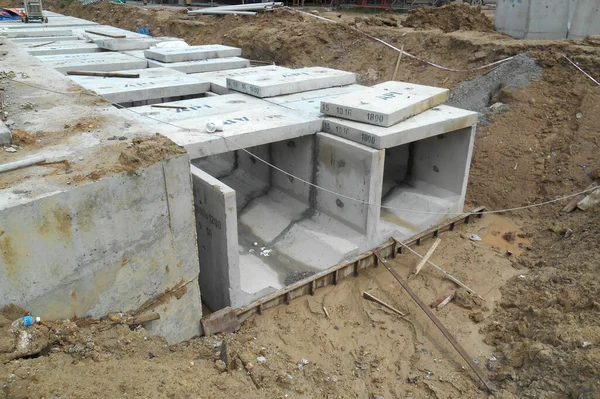 Selangor Malasia Diciembre 2016 Precast Concrete Box Culvert Drain Lay — Foto de Stock