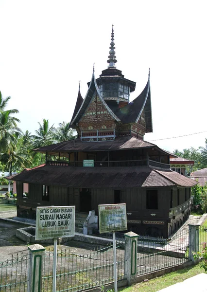 Sumatera Indonesien Juni 2014 Fasaden Surau Nagari Lubuk Bauk Vid — Stockfoto