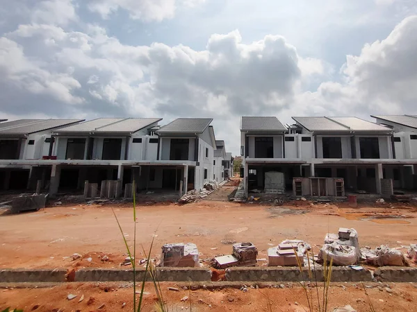 Seremban Malaysia June 2021 New Double Story Terrace House Construction — Stock Photo, Image