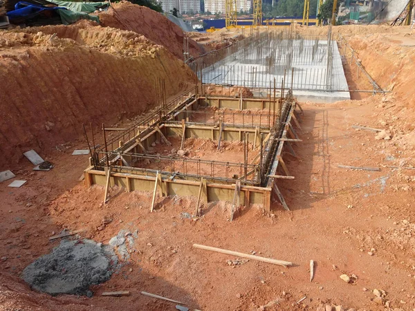 Penang Malaysia March 2021 Building Ground Beam Construction Site Using — 图库照片