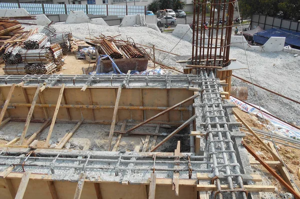 Penang Malaysia March 2021 Building Ground Beam Construction Site Using — 图库照片