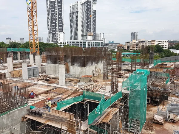 Penang Malaysia Haziran 2021 Nşaat Alanında Yapısal Çalışmalar Devam Ediyor — Stok fotoğraf