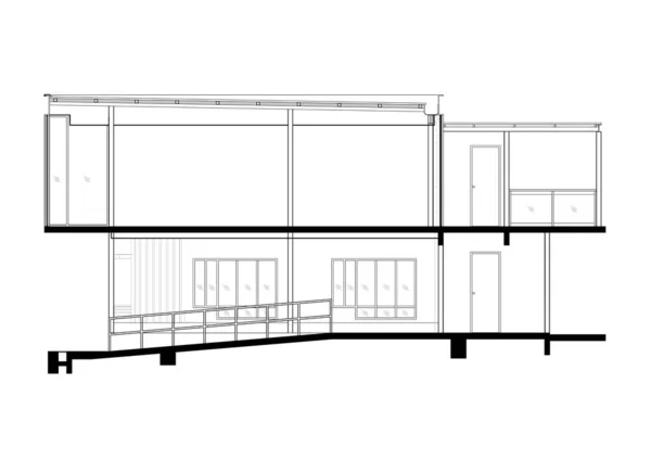 Cad Sectionele Tekening Van Verdiepingen Modern Huis Tekening Toont Gedetailleerde — Stockfoto