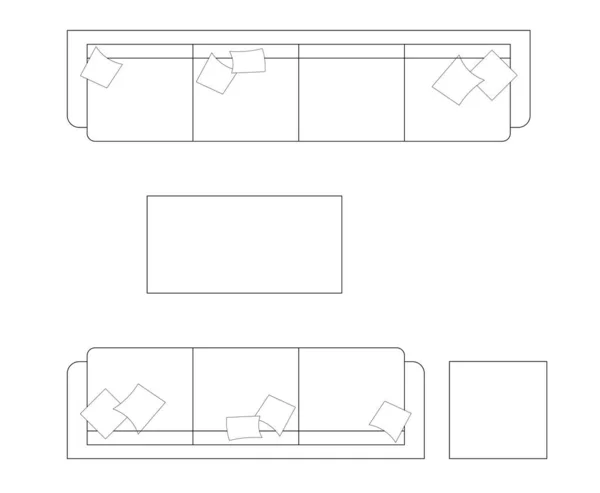 Cad Plan Zeichnung Verschiedener Größen Und Designs Von Sofa Set — Stockfoto