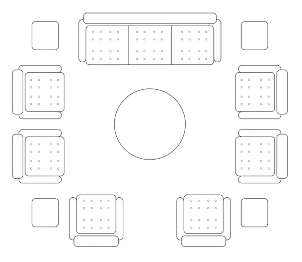 Piano Cad Disegnando Varie Dimensioni Disegni Set Divani Completo Tavolino — Foto Stock