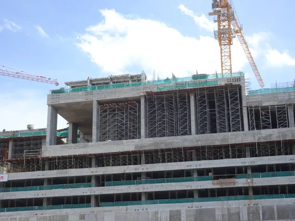 Penang Malaysia Června 2021 Staveništi Probíhají Stavební Práce Stavební Dělníci — Stock fotografie