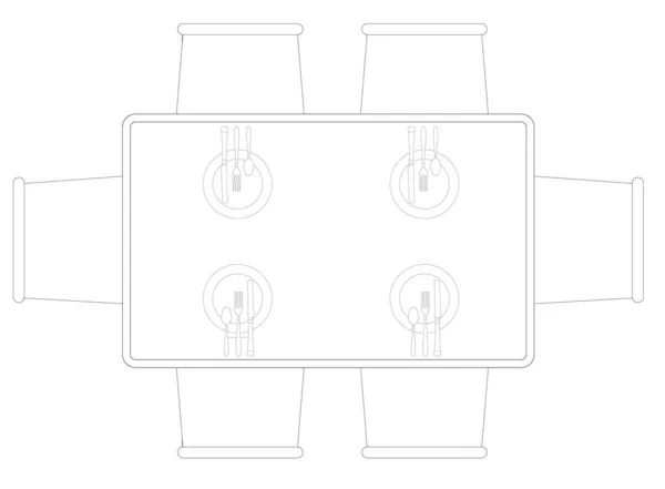 Cad Plan Tekening Verschillende Maten Ontwerpen Van Eettafel Discussietafel Set — Stockfoto