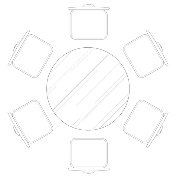Piano Cad Disegnando Varie Dimensioni Disegni Tavolo Pranzo Tavolo Discussione — Foto Stock