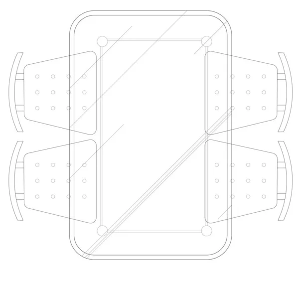 Plano Cad Desenho Vários Tamanhos Desenhos Mesa Jantar Mesa Discussão — Fotografia de Stock