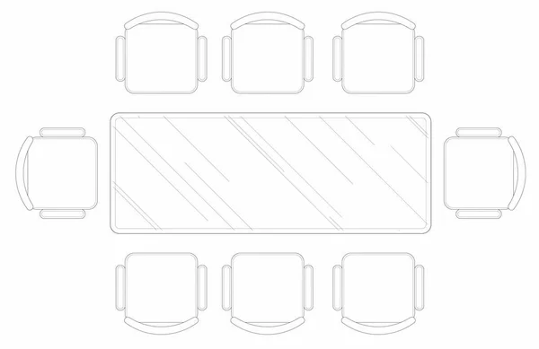 Piano Cad Disegnando Varie Dimensioni Disegni Tavolo Pranzo Tavolo Discussione — Foto Stock