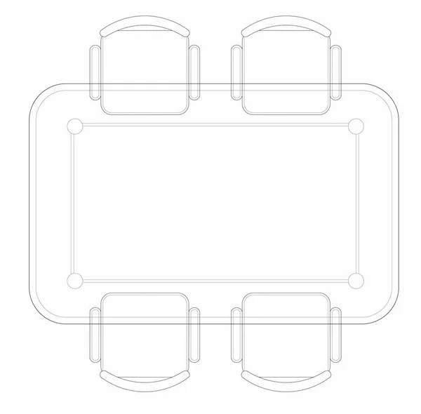 Cad Plan Tekening Verschillende Maten Ontwerpen Van Eettafel Discussietafel Set — Stockfoto